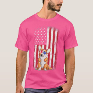 Camiseta Corgi Dog Bandera Estadounidense Niños Chicas Homb