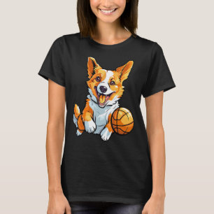 Camiseta Corgi Dog Basketball Funny para los amantes de Cor
