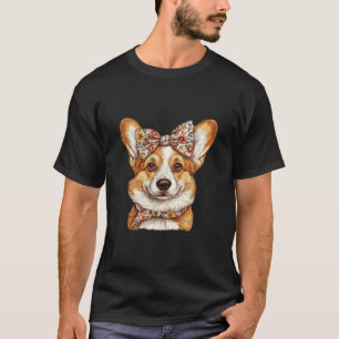 Camiseta Corgi Dog Boho Wildflower Coquette Bow Mom Madres