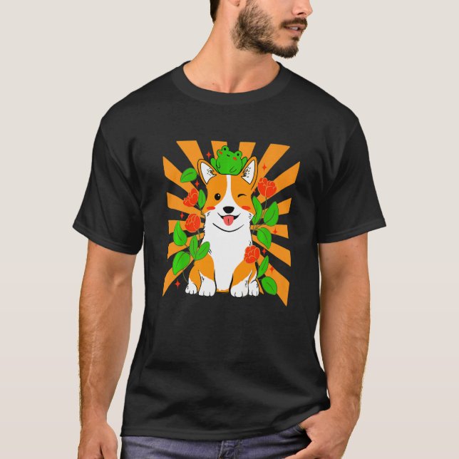 Camiseta Corgi Dog De Flor (Anverso)