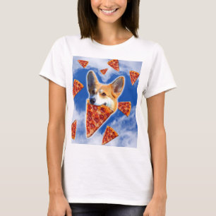 Camiseta Corgi Dog Eating Pizza