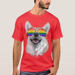 Camiseta Corgi Dog Gafas de sol arcoiris Pop Art Corgi Love