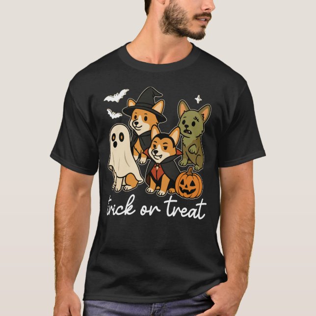 Camiseta Corgi Dog Halloween Costume Spooky (Anverso)
