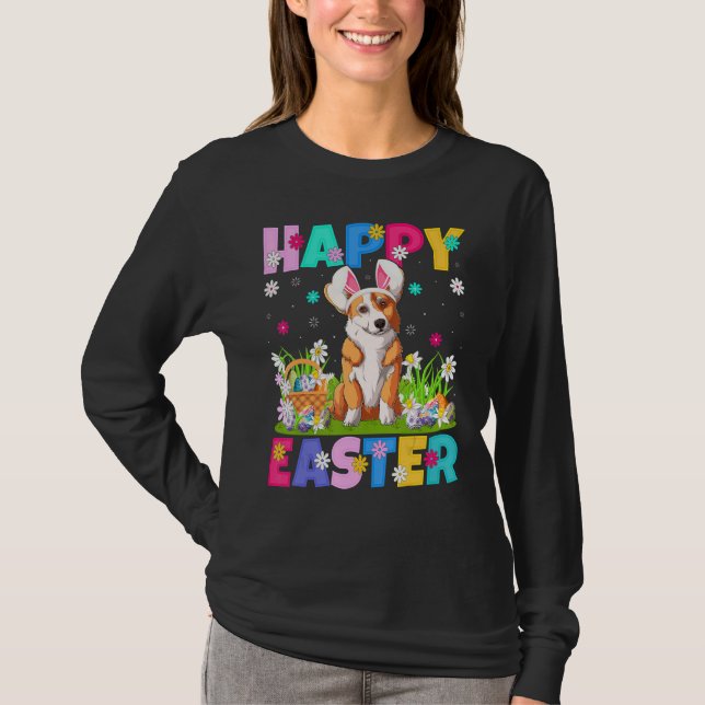 Camiseta Corgi Dog Happy Easter Bunny Corgi Easter Sunday (Anverso)
