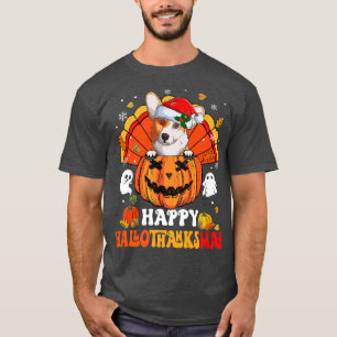 Camiseta Corgi Dog Happy Hallothanksmas Halloween Thanksgiv