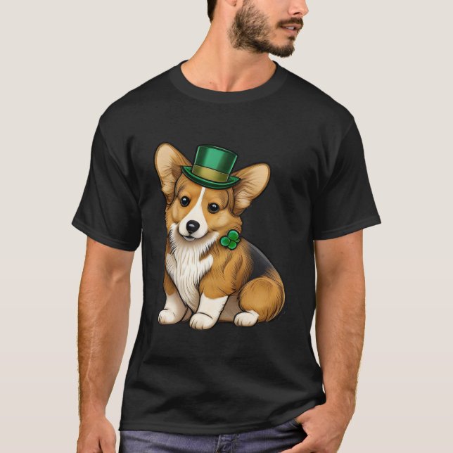 Camiseta Corgi Dog Irlandés Shamrock Leprecha (Anverso)