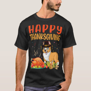 Camiseta Corgi Dog Look Turkey Meat Dish Happy Our Thanksgi