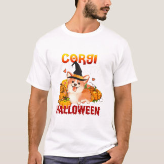 Camiseta Corgi Dog Love Witch Pumpkin