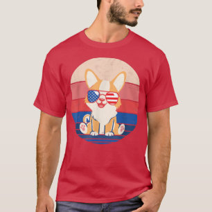 Camiseta Corgi Dog Lover American Flag Colors Vintage