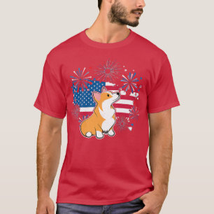 Camiseta Corgi Dog Lover Cute la bandera estadounidense par