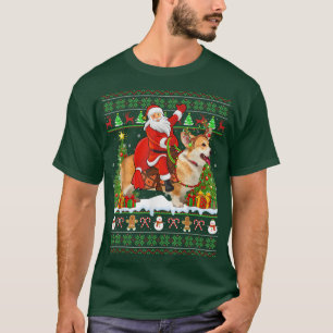 Camiseta Corgi Dog Lover Funny Santa Riding Corgi Chris