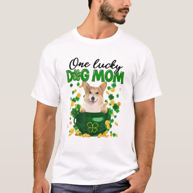 Camiseta Corgi Dog Mom Irish Green Shamrock St Patrick's Da (Anverso)
