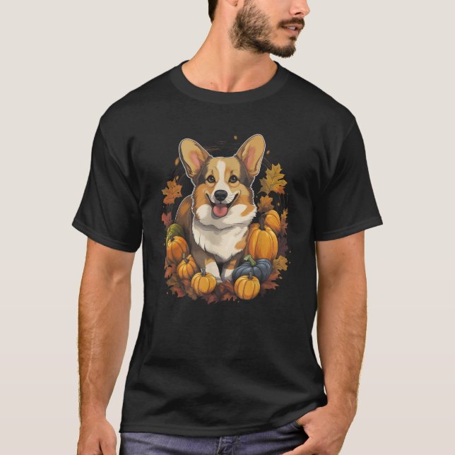 Camiseta Corgi Dog Pumpkin Día de Acción de Gracias Hallowe (Anverso)