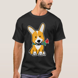 Camiseta Corgi Dog Puppy Pembroke Welsh Valentine Rose Flow