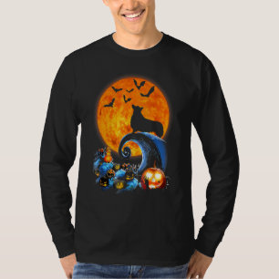 Camiseta Corgi Dog Silhouette Moon Pumpkin Bat Halloween