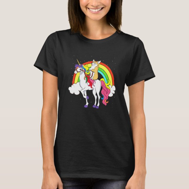 Camiseta Corgi Dog Space Galaxy Rainbow Corgicorn (Anverso)