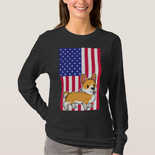 Camiseta Corgi Dog Usa Flag