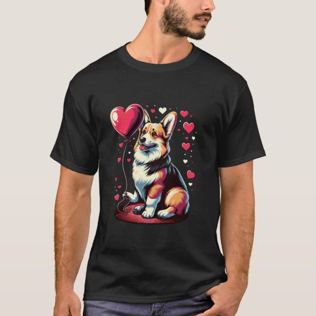 Camiseta Corgi Dog Valentine, propietario de perros, Valent (Anverso)