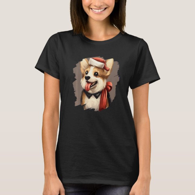 Camiseta Corgi Dog Wearing Santa Claus Hat Cute  Christmas  (Anverso)