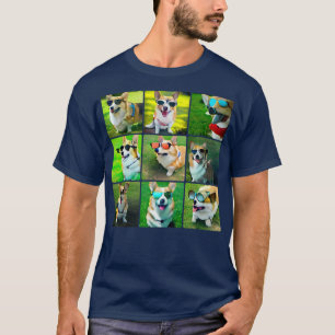 Camiseta Corgi Dogs Wearing Cool Colorful Sunglasses (ai Ge