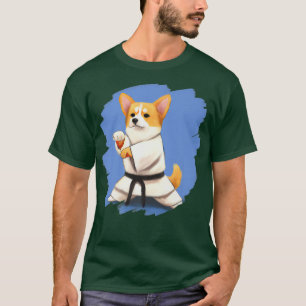 Camiseta Corgi Doing Karate Kick Black Belt Martial Arts Do