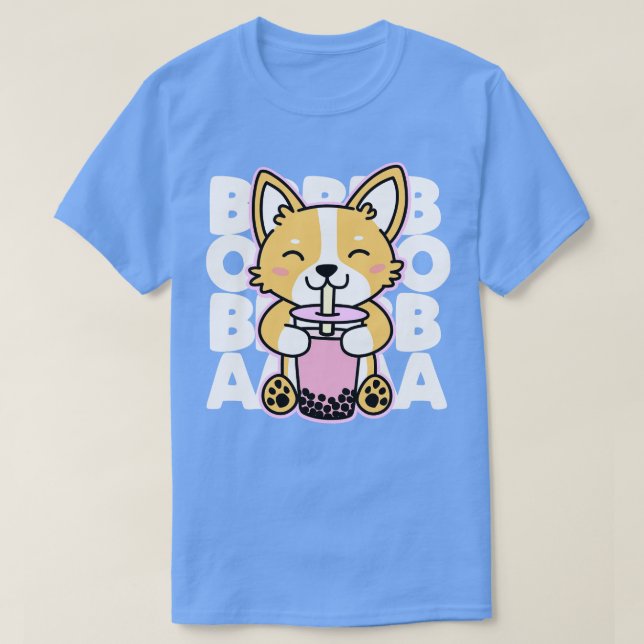 Camiseta Corgi Drinking Boba (Diseño del anverso)
