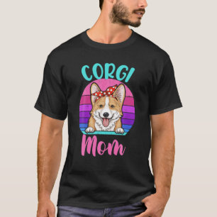Camiseta Corgi dulce mamá colorido retro bow perro arcoiris