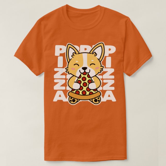 Camiseta Corgi Eating Pizza (Diseño del anverso)