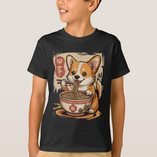 Camiseta Corgi Eating Ramen (Anverso)