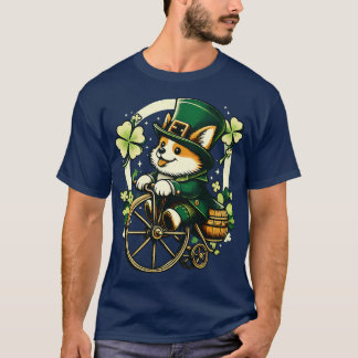 Camiseta Corgi en bicicleta por un vintage día de St Patric