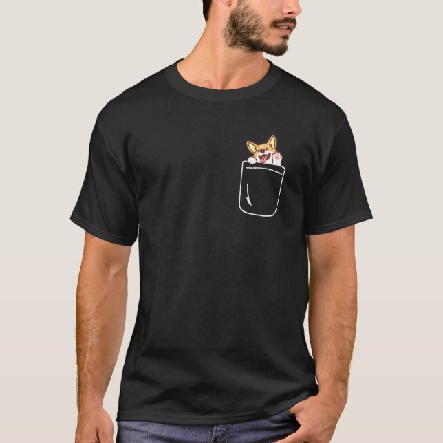 Camiseta Corgi En Bolsillo Perro Corgi (Anverso)