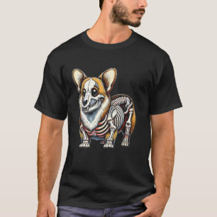 Camiseta Corgi Esqueleto Hueso Feliz Noche de Halloween