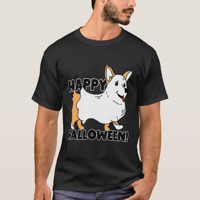 Camiseta Corgi fantasma de Halloween lindo (Anverso)