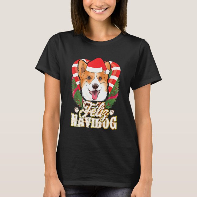 Camiseta Corgi Feliz Navidog Santa Claus Navidades de perro (Anverso)