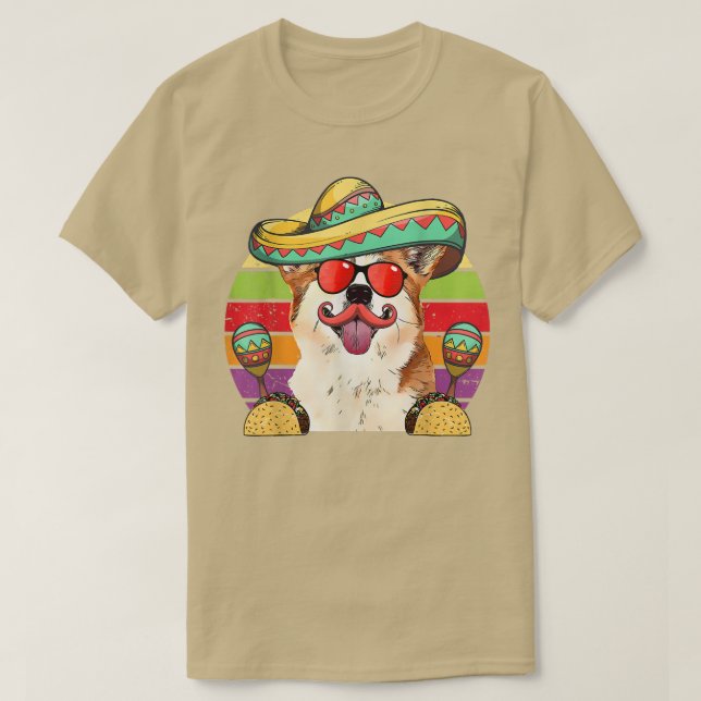 Camiseta Corgi Fiesta Dog Tacos Cinco de Mayo T-Shirt (Diseño del anverso)