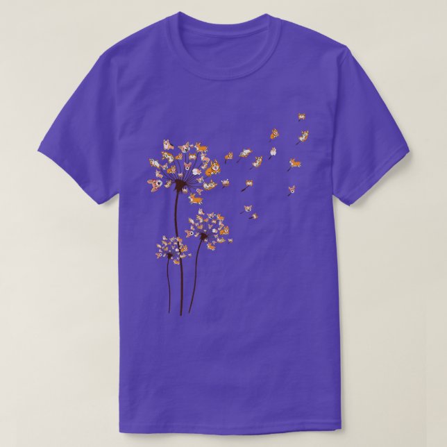 Camiseta Corgi Flower Fly Dandelion Cute Dote Lover  (Diseño del anverso)