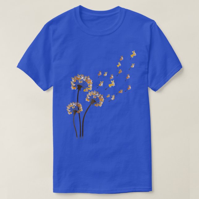 Camiseta Corgi Flower Fly Dandelion Funny Dog Lover, Cuader (Diseño del anverso)