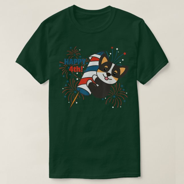 Camiseta Corgi For The Fourth Of July Fireworks kids  (Diseño del anverso)