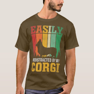 Camiseta Corgi Fu Distrae Fácilmente El Atardecer Retro Vin