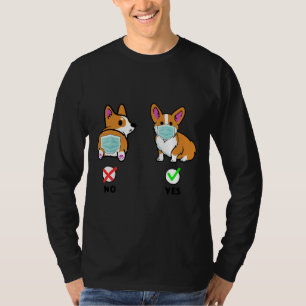Camiseta Corgi Funny Usando Máscara Perro Cute 787