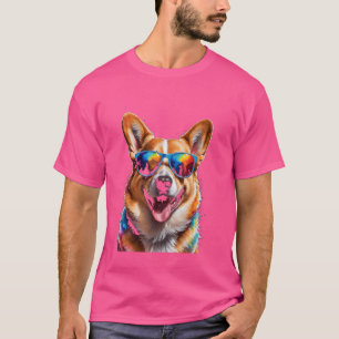 Camiseta Corgi Gafas de sol Perro colorido Gracioso Animal