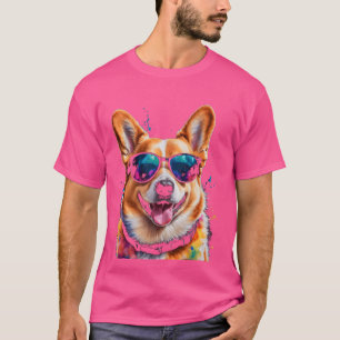Camiseta Corgi Gafas de sol Perro colorido Gracioso Animal