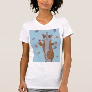 Camiseta Corgi galés bailando con mariposas