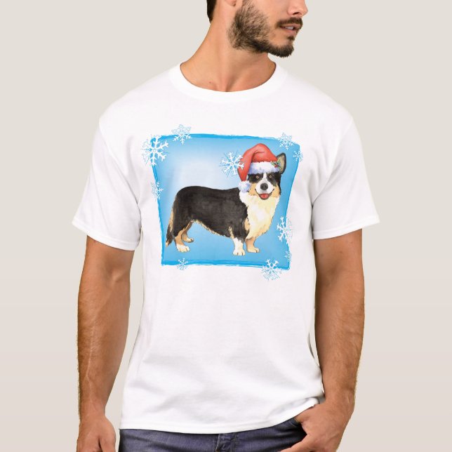 Camiseta Corgi Galés de la rebeca del navidad (Anverso)