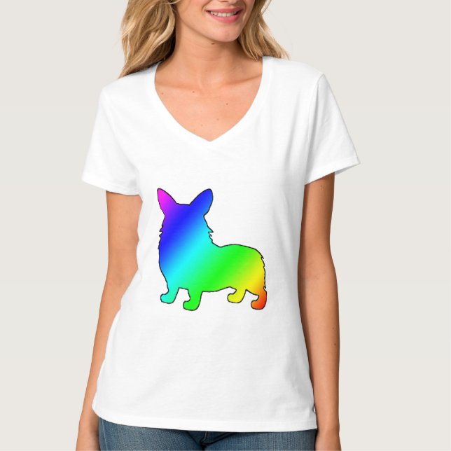 Camiseta Corgi Galés del arco iris (Anverso)