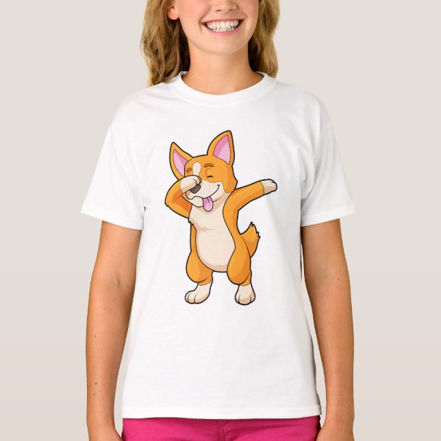 Camiseta Corgi galés en Hip Hop Dance Dab (Anverso)
