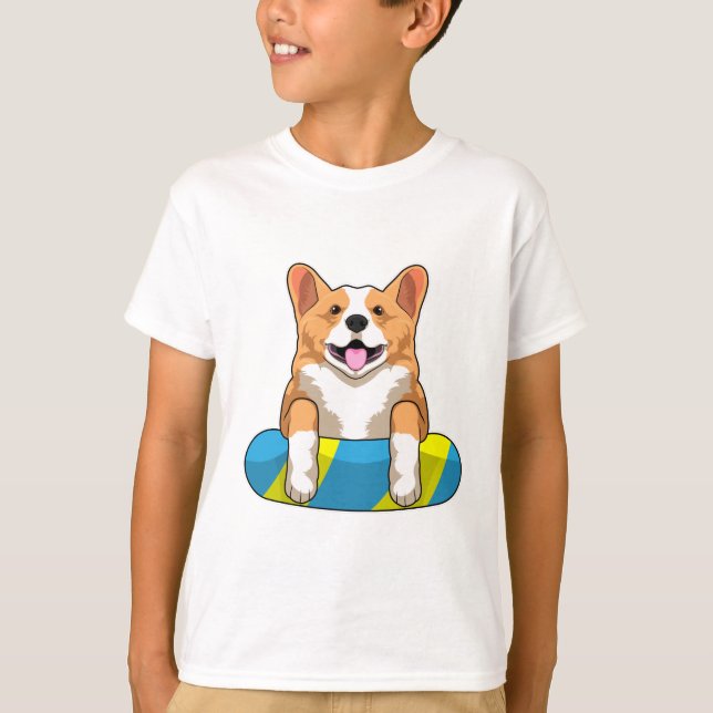 Camiseta Corgi galés en Natación con Pizarra (Anverso)