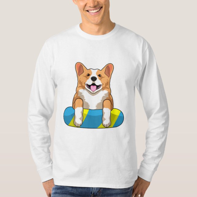 Camiseta Corgi galés en Natación con Pizarra (Anverso)