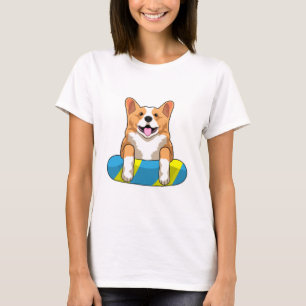 Camiseta Corgi galés en Natación con Pizarra