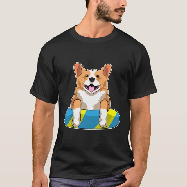 Camiseta Corgi galés en Natación con Pizarra (Anverso)